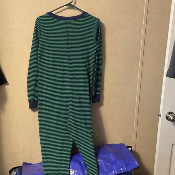 Striped Green and Blue Women's Pajama Onesie - Picture 4 of 8